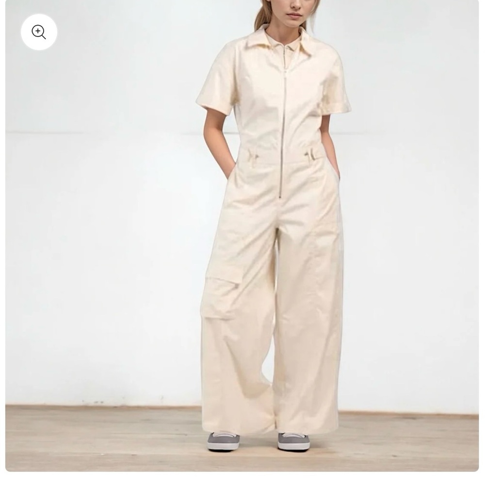 Zara Cream Utility Jumpsuit with Relaxed Fit